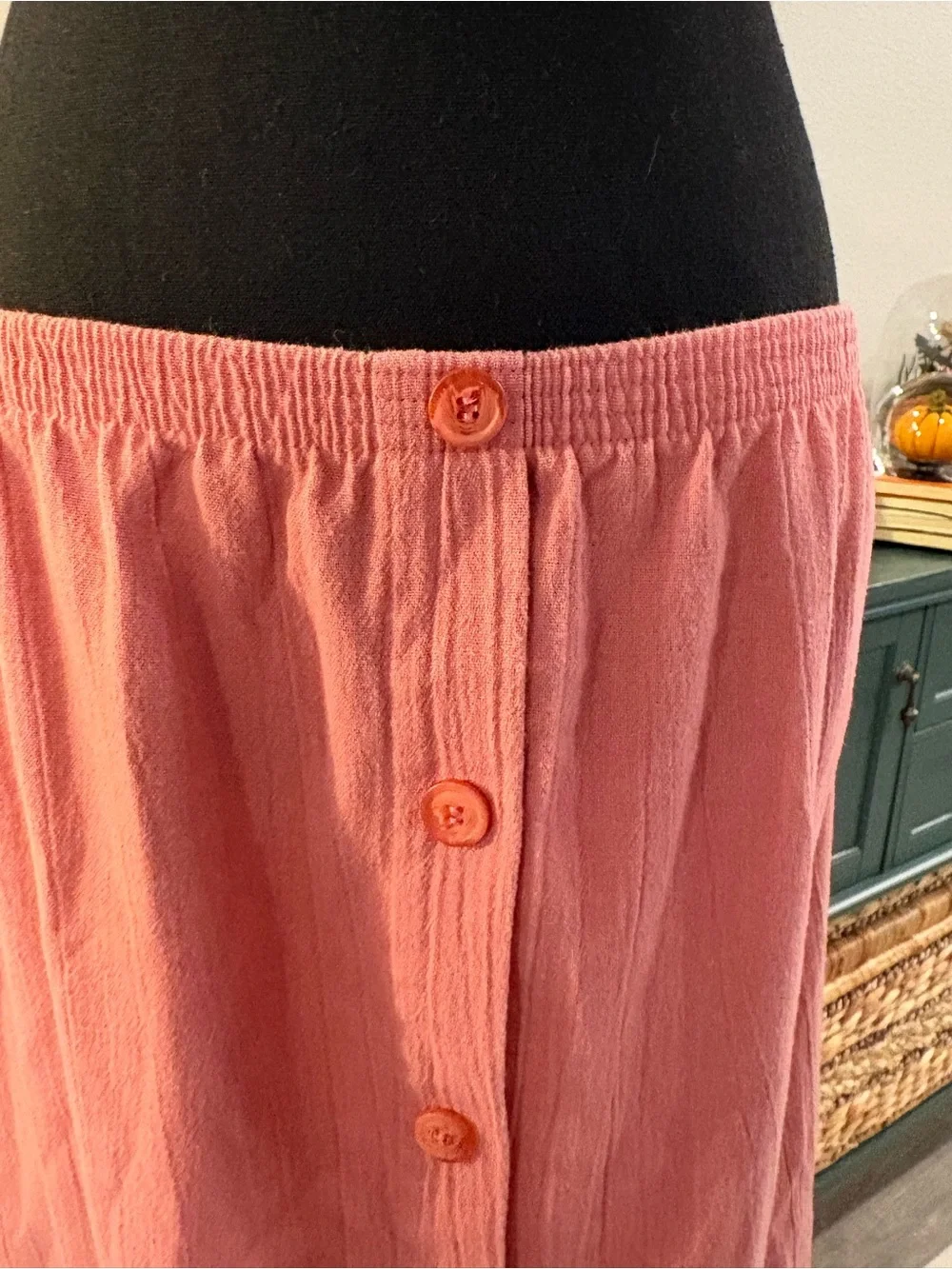 Vintage Blair Button-Front Maxi Skirt in Dusty Rose